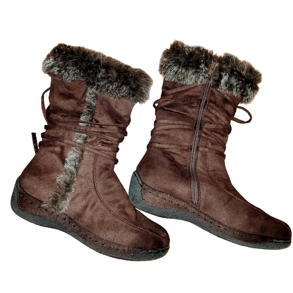 Shoes - Studio HD2 “Frankie” Chocolate Boots With The Fur, Size 8.5